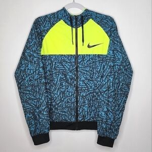Nike All Over Print City Jacket Windbreaker Hood Neon Large